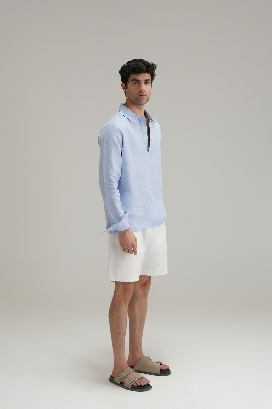 Pullover Linen Shirt - Classic Blue