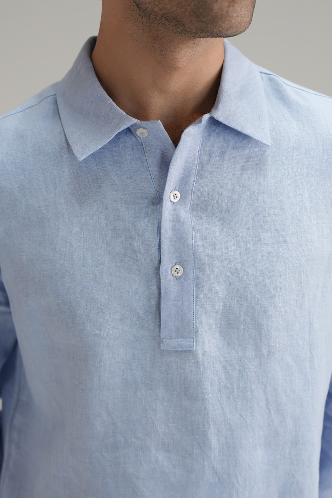 Pullover Linen Shirt - Classic Blue