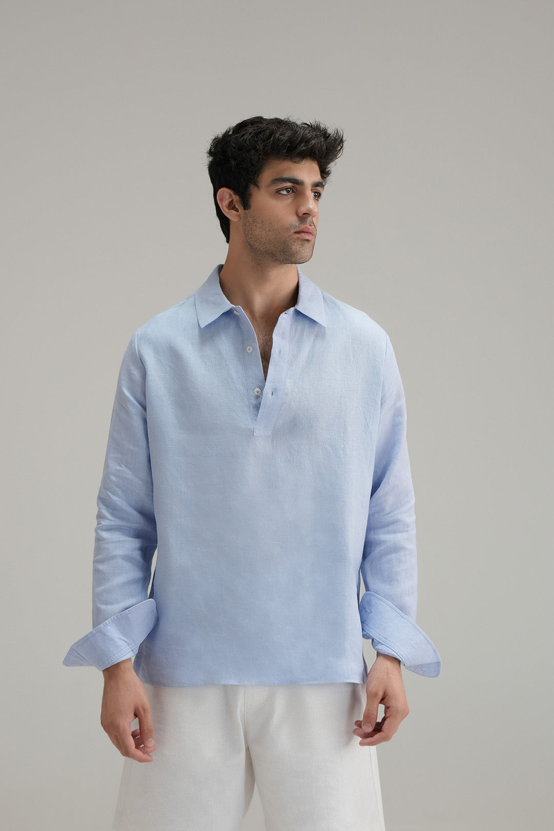 Pullover Linen Shirt - Classic Blue