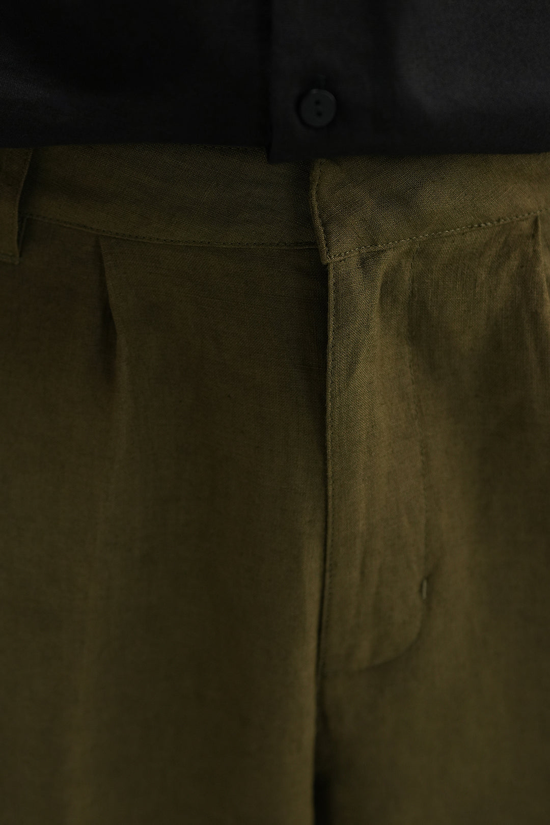 Tailored Linen Pants - Olive