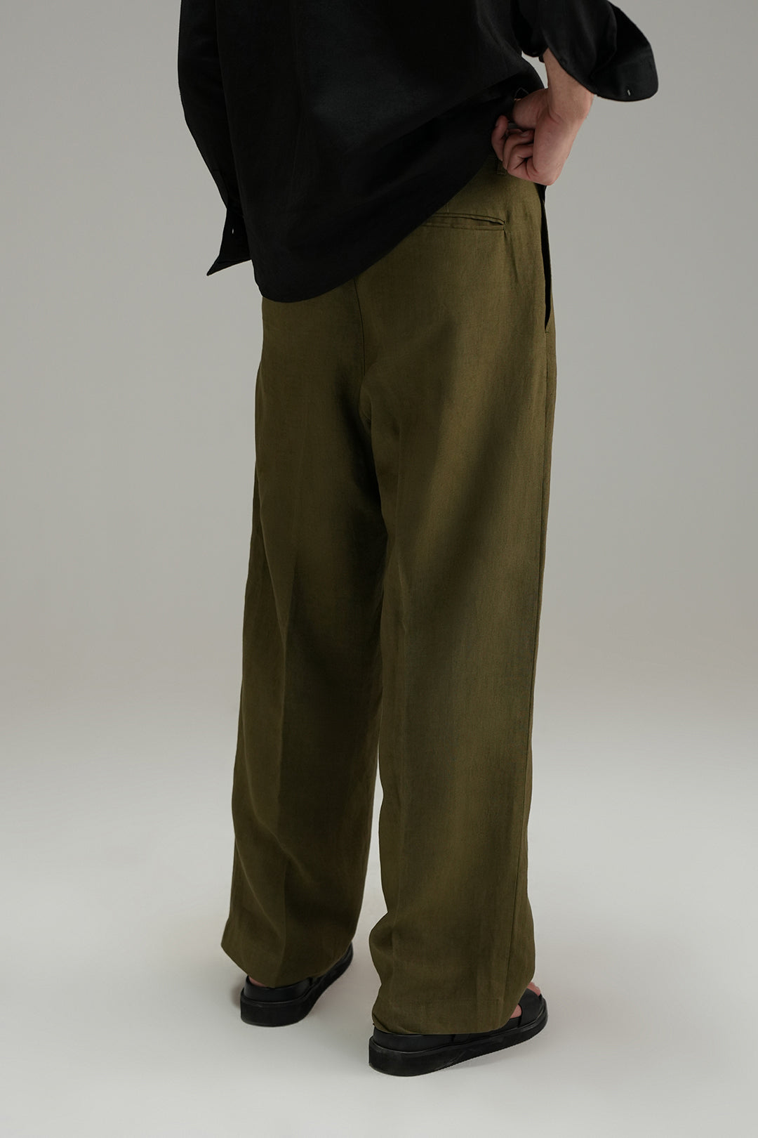 Tailored Linen Pants - Olive