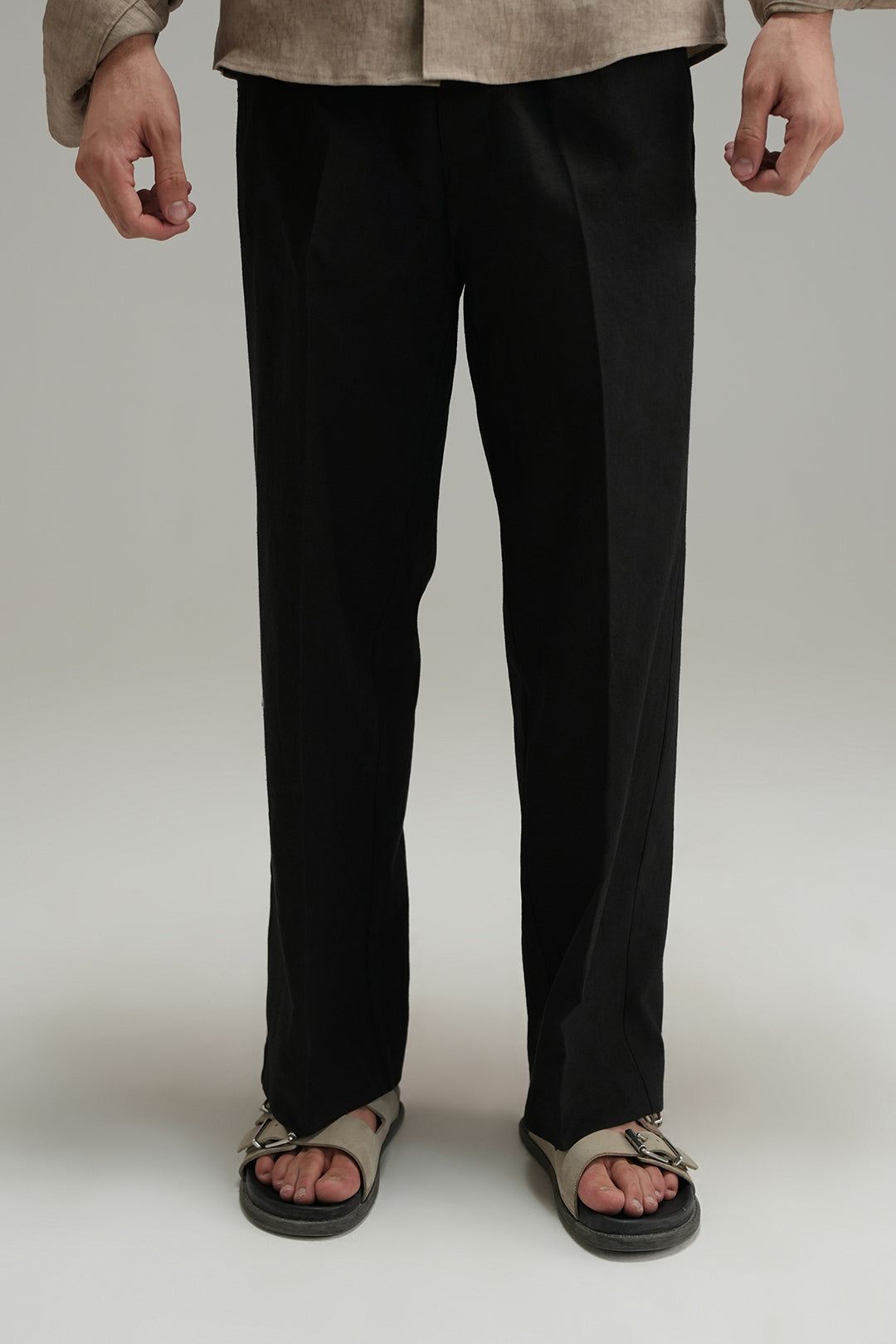 Tailored Linen Pants - Black