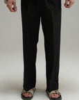Tailored Linen Pants - Black