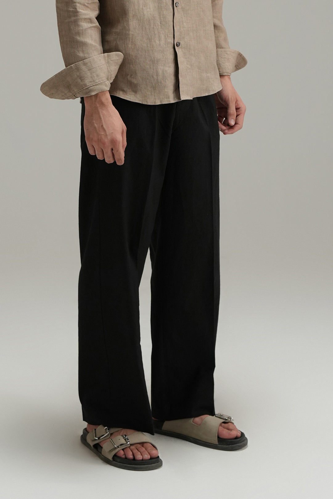 Tailored Linen Pants - Black