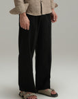 Tailored Linen Pants - Black