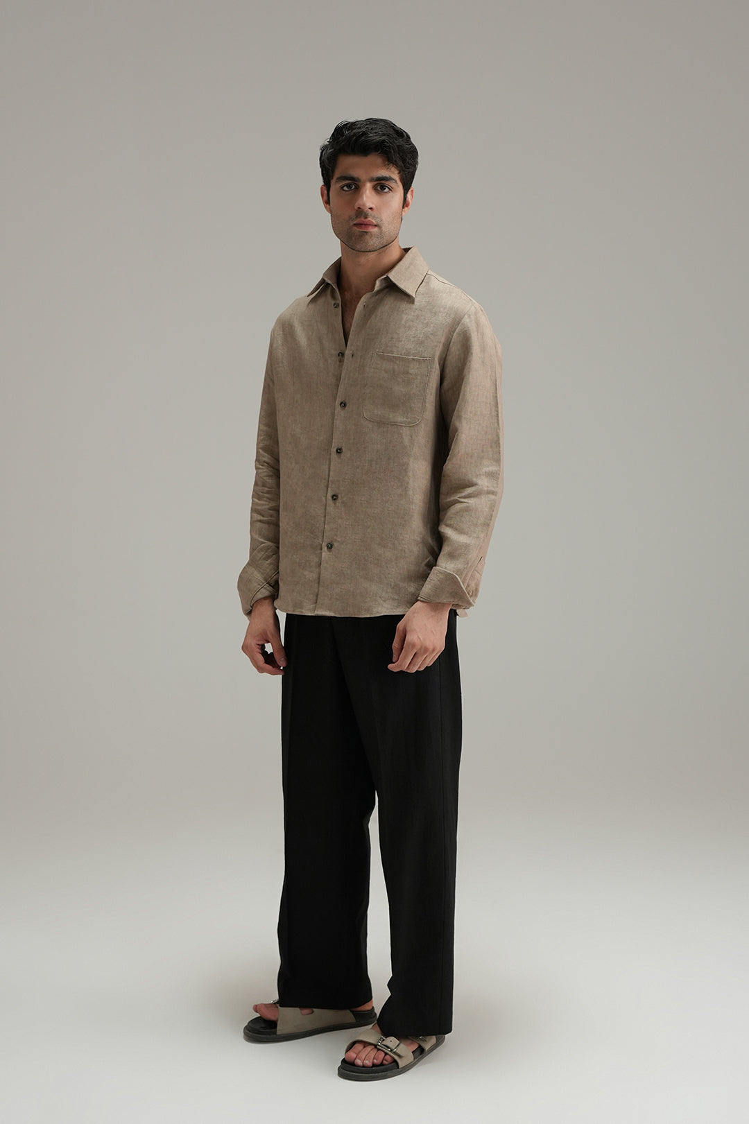 Tailored Linen Pants - Black
