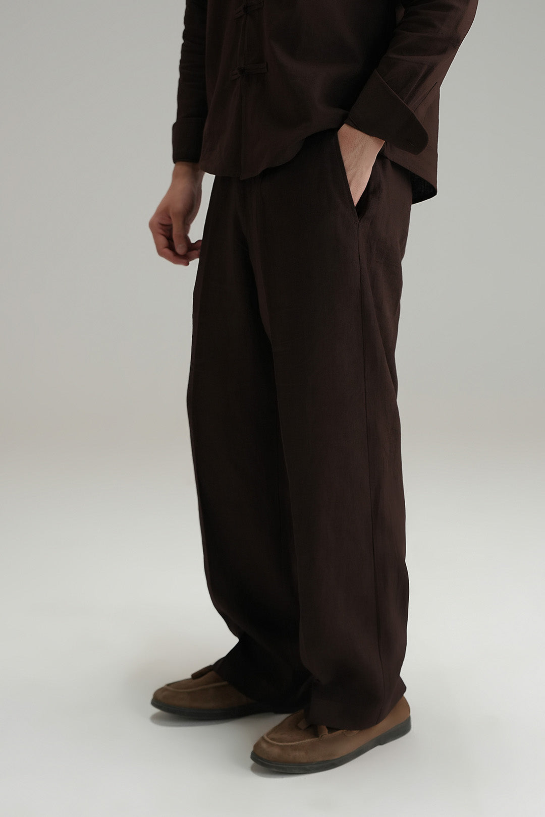 Tailored Linen Pants - Mocha