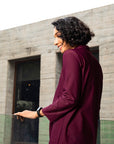 Burgundy High-Neck Athleisure Top