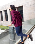 Burgundy High-Neck Athleisure Top