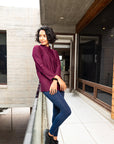 Burgundy High-Neck Athleisure Top