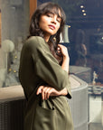 Laser Cut olive Scuba Dress