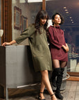 Laser Cut olive Scuba Dress