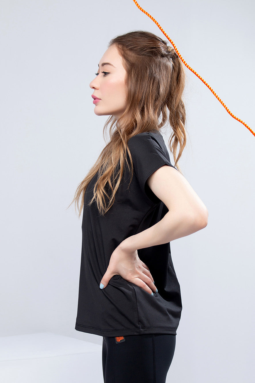 Drop shoulder Tee Black