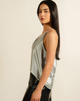 Silver V-Neck Top