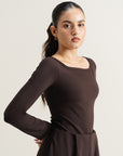 Square Neck Bodysuit - Mocha