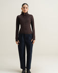 Straight Pleated Pants - Midnight Blue