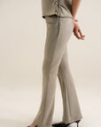 Suede Bootcut Pants - Silver Grey