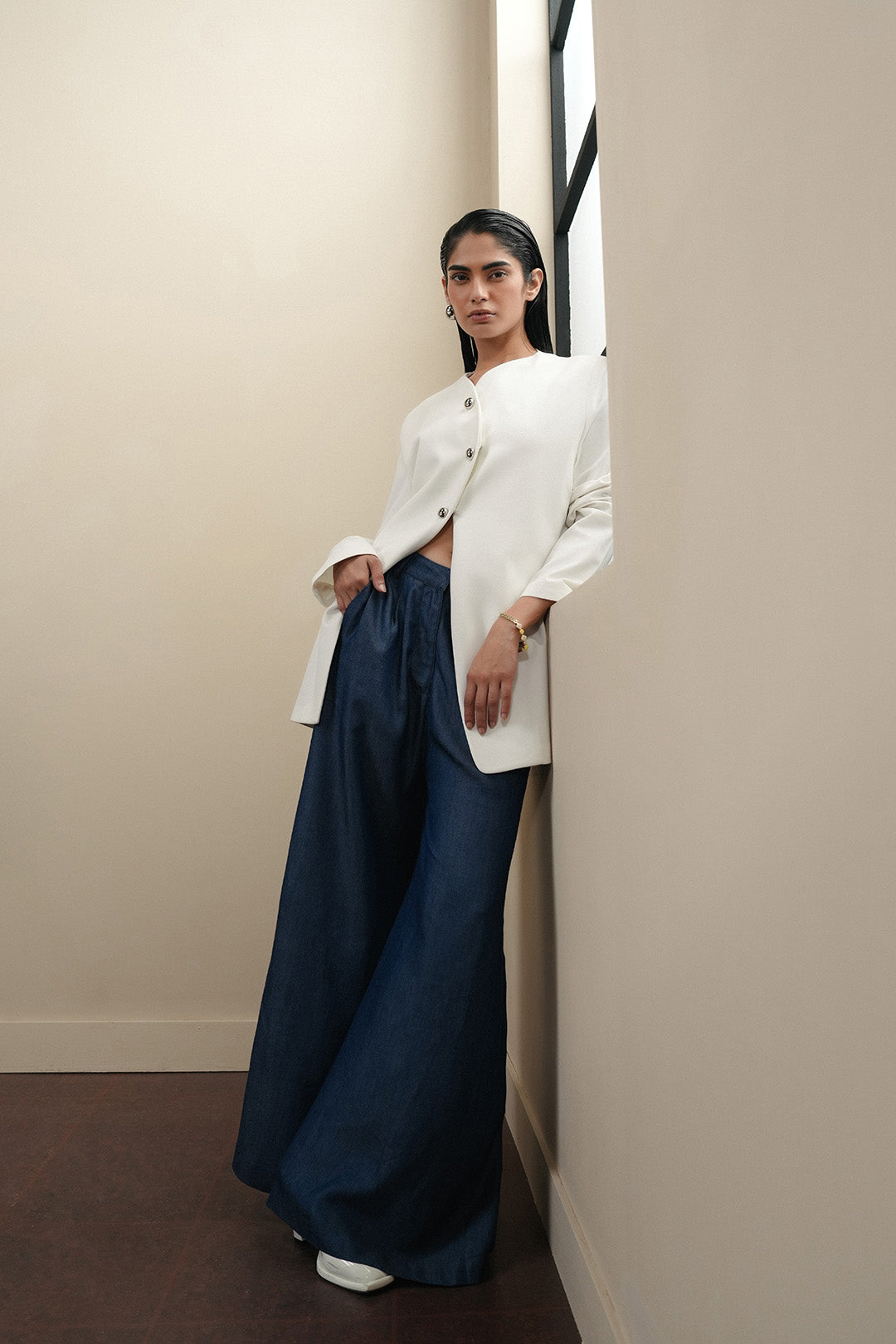 Asymmetric Wrap Jacket - Ivory