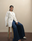 Asymmetric Wrap Jacket - Ivory