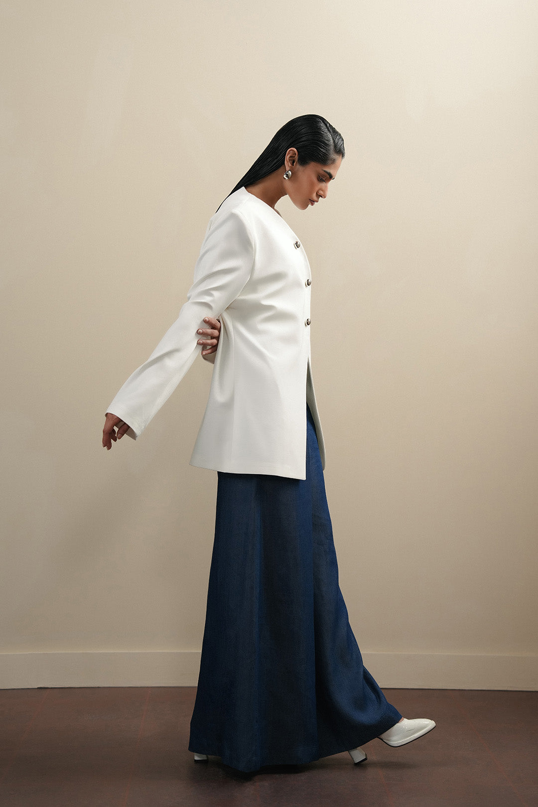 Asymmetric Wrap Jacket - Ivory