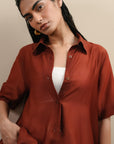 Silk Button Down - Rust