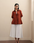Silk Button Down - Rust