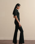 Quarter Zip Bodysuit - Black