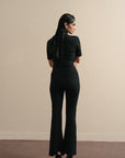 Quarter Zip Bodysuit - Black