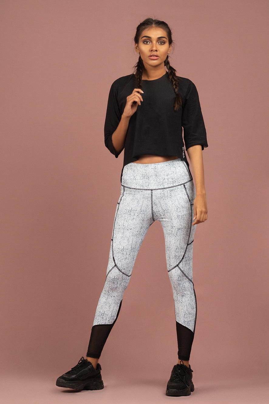 High Low Mesh Insert Crop Top