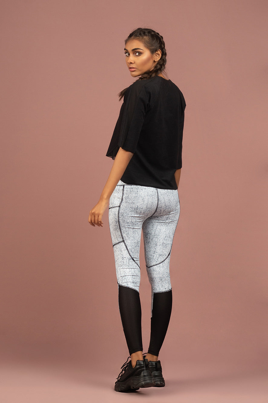 High Low Mesh Insert Crop Top