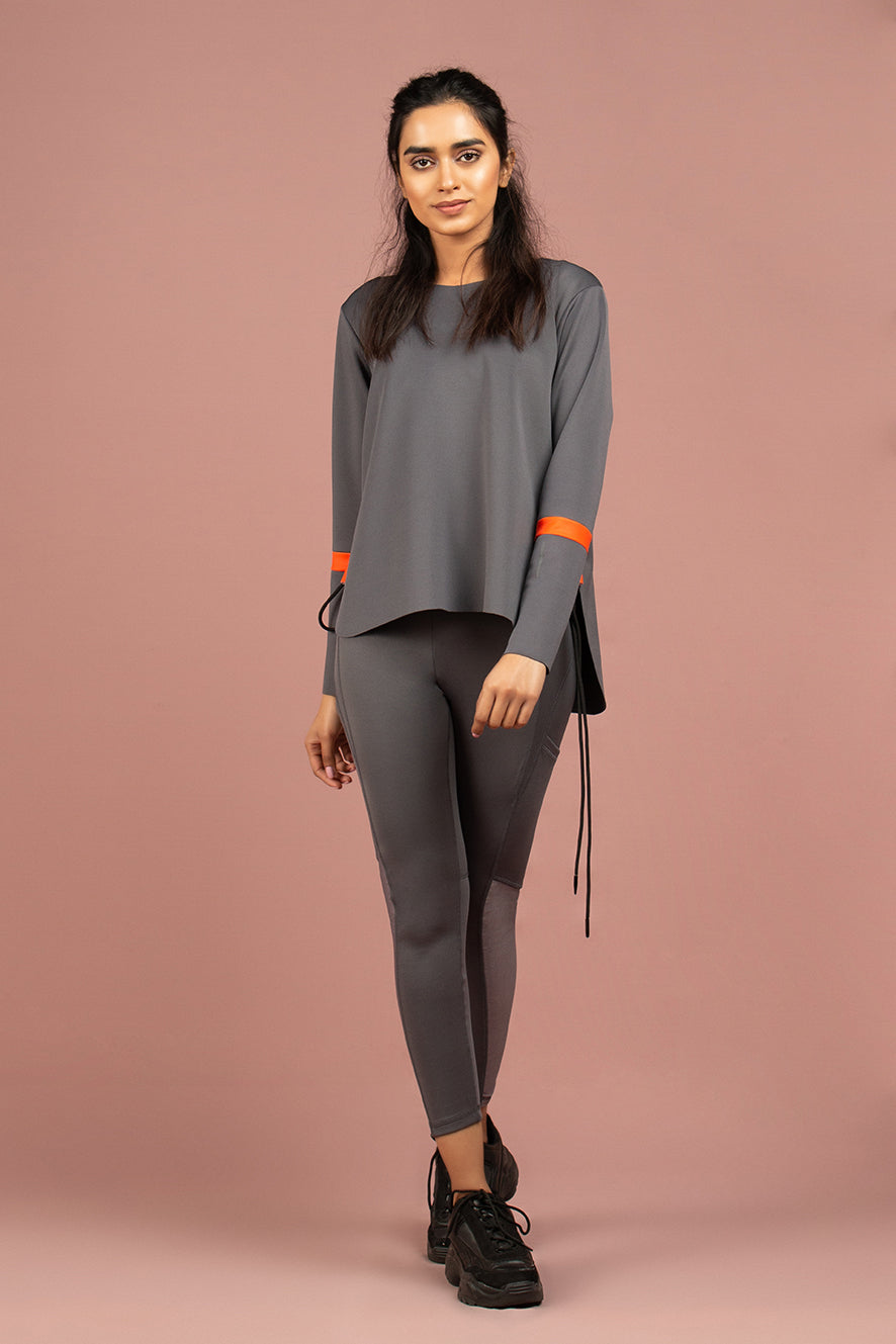 Grey Scuba Color Pop Top