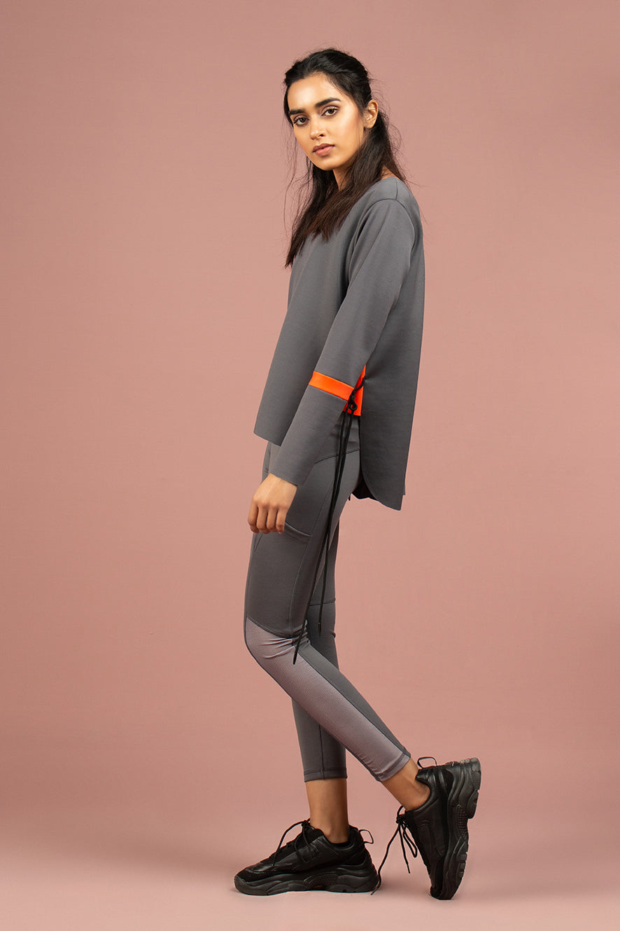 Grey Scuba Color Pop Top