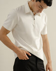 Polo Shirt with Zip up collar - Off white