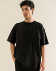 Oversized Tee with Seam Detail - Black