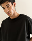 Oversized Tee with Seam Detail - Black