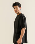 Oversized Tee with Seam Detail - Black