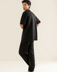 Oversized Tee with Seam Detail - Black