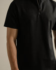 Mock Neck Zip Up Tee - Black