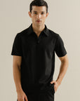 Polo Shirt with Zip up collar - Black