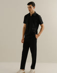 Polo Shirt with Zip up collar - Black