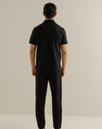 Polo Shirt with Zip up collar - Black