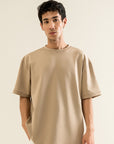 Oversized Tee with Seam Detail - Sandy Beige