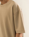 Oversized Tee with Seam Detail - Sandy Beige