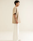 Oversized Tee with Seam Detail - Sandy Beige