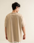 Oversized Tee with Seam Detail - Sandy Beige