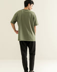 Oversized Tee with Seam Detail - Olive