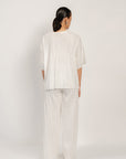 Ripple Pleat Tee - White