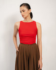 Crimson Ruched Top