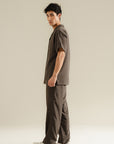 Stonewashed Straight Leg Trousers - Grey