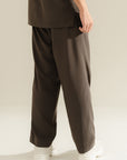 Stonewashed Straight Leg Trousers - Grey